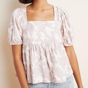 Anthropologie Maeve Batia Textured Babydoll Top LG
